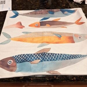 Colorful Fish Print Pillow Cover With Design On Both Sides 17" X 17"